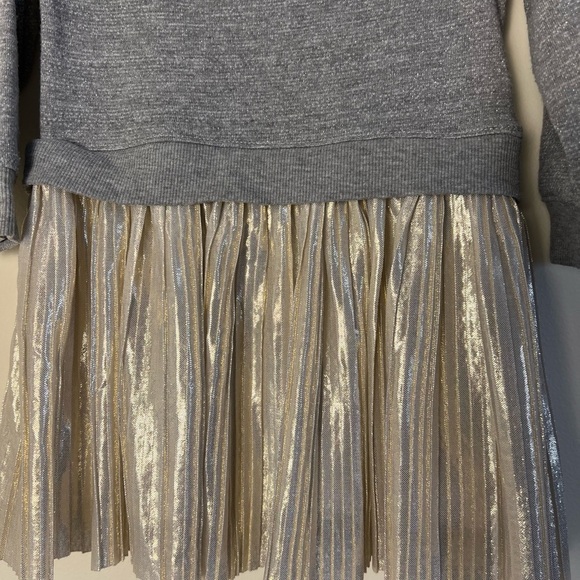 Bonnie Jean Toddler Girl Sweater Dress Metallic Knit Gold Gray 2T Pleats Holiday - Picture 13 of 14
